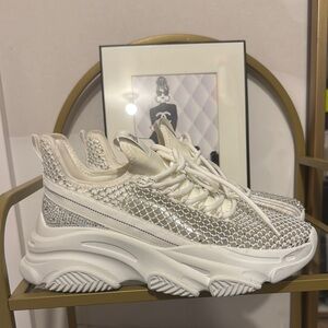 Steve Madden Silver and White Chunky Sneakers